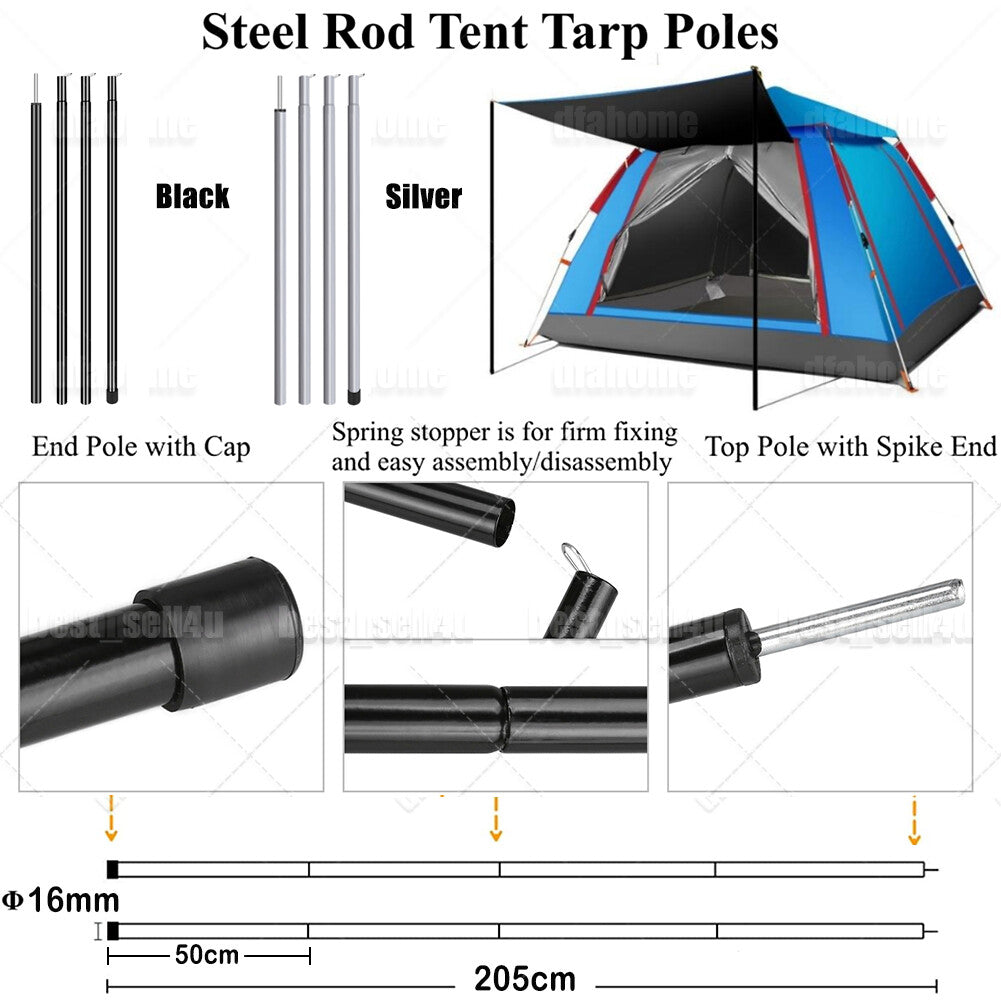 Adjustable Tent Poles Set - Telescopic Canopy Support for Camping & Hiking