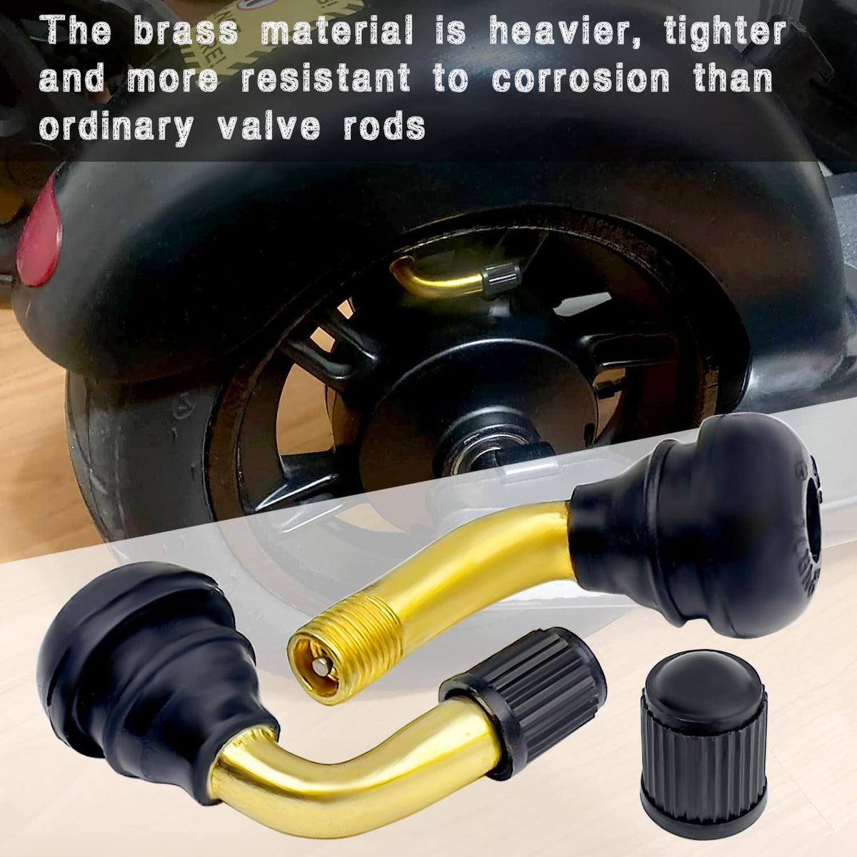 8 Pack Tubeless Tire Valve Stems 90° Brass for Motorcycle ATV, Easy Install