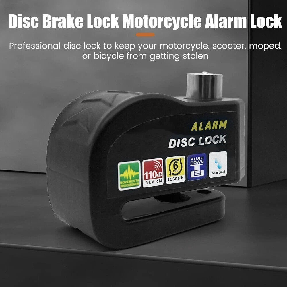 Waterproof Motorcycle Bicycle Disc Brake Lock with Alarm - Anti-Theft Security