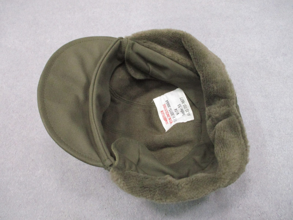 Military Winter Cap with Ear Flaps - Olive Green, Size 55