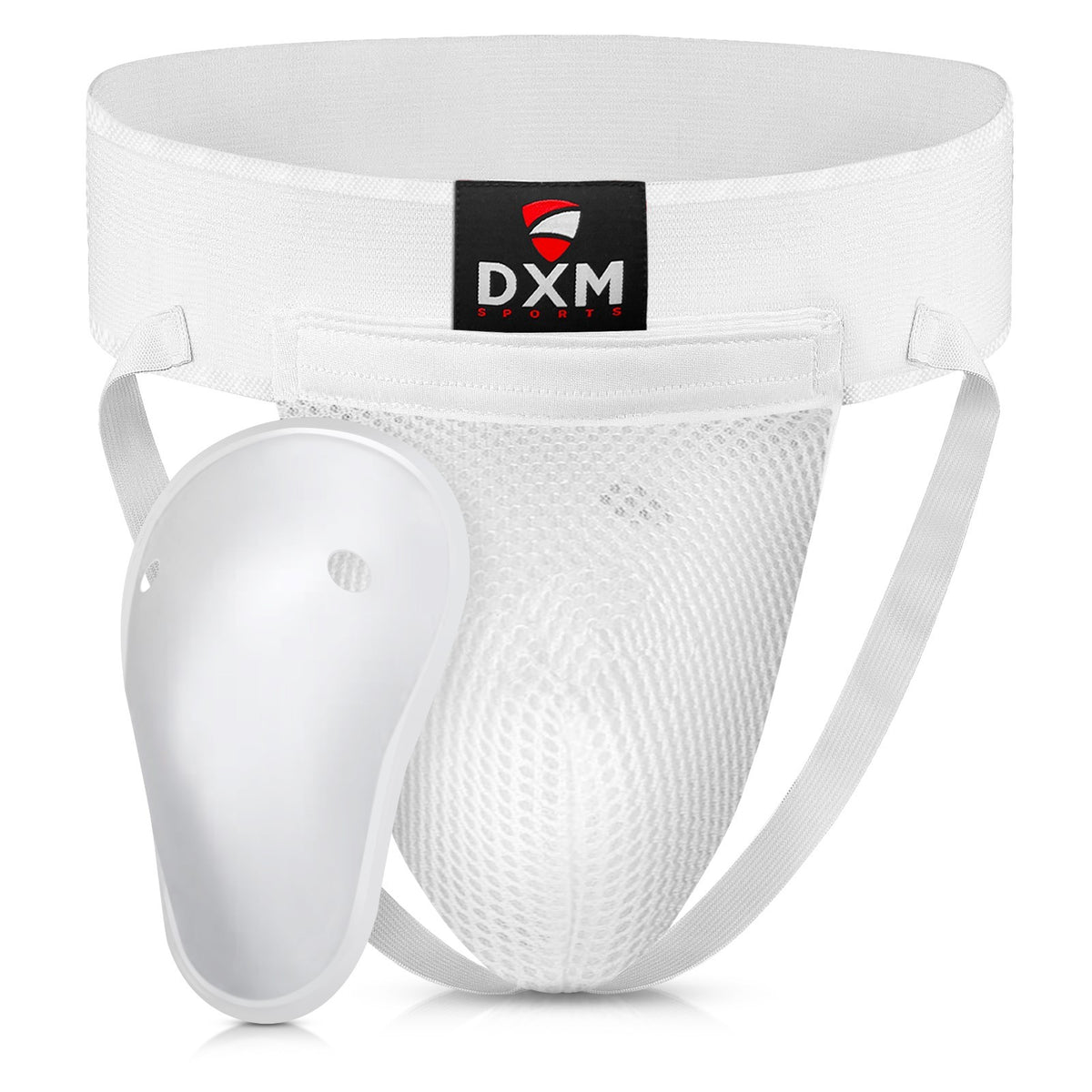 Boxing Groin Protector with Removable Gel Cup - Black/White Mesh