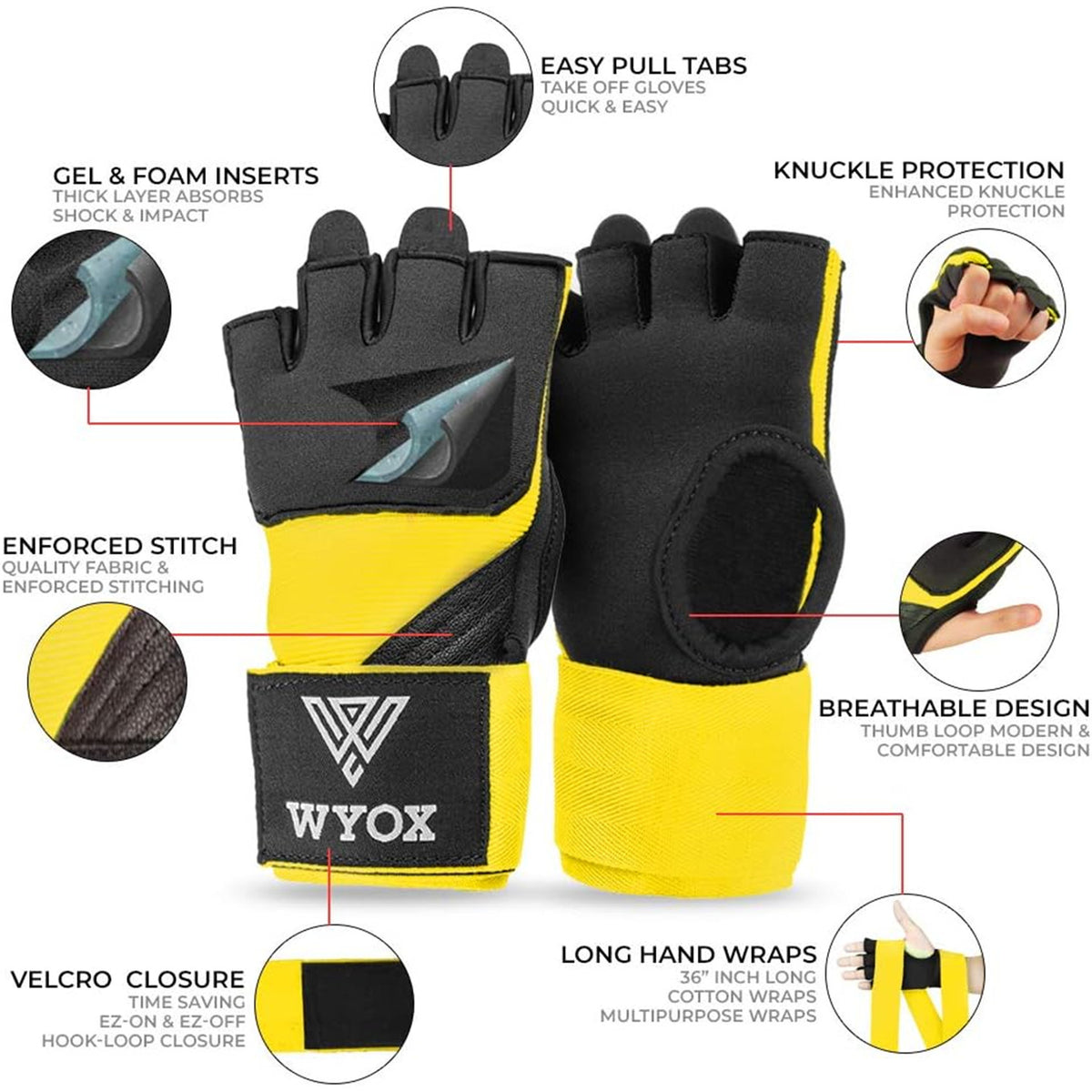 Kids Boxing Gloves & Adult Hand Wraps Set for MMA Kickboxing Training
