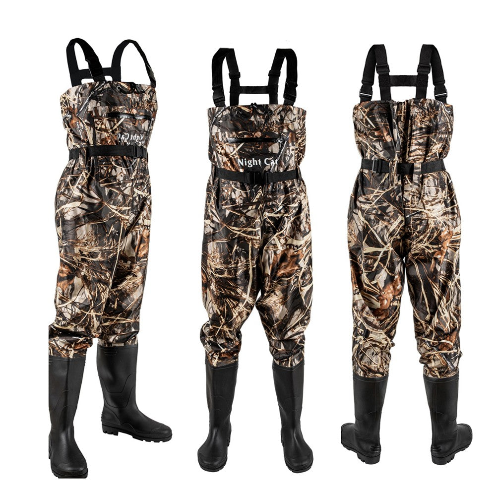 Waterproof Nylon Chest Waders for Fishing and Hunting with Cleated Sole