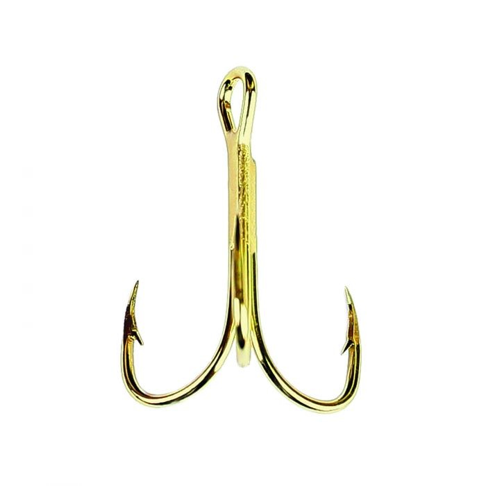 Treble Fishing Hooks - Gold Finish, Multiple Sizes & Pack Quantities