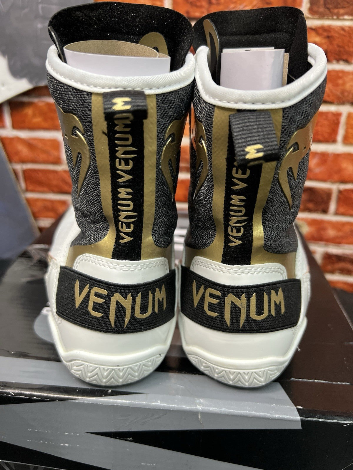 Lightweight Boxing Shoes for Men Women - White Black Gold Size 5.5 US