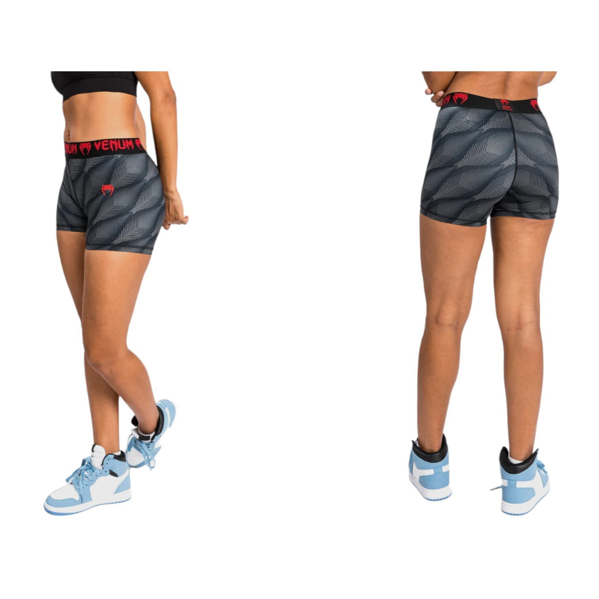 Women's Compression Shorts for Workout and Sports - Black and Red, XXL