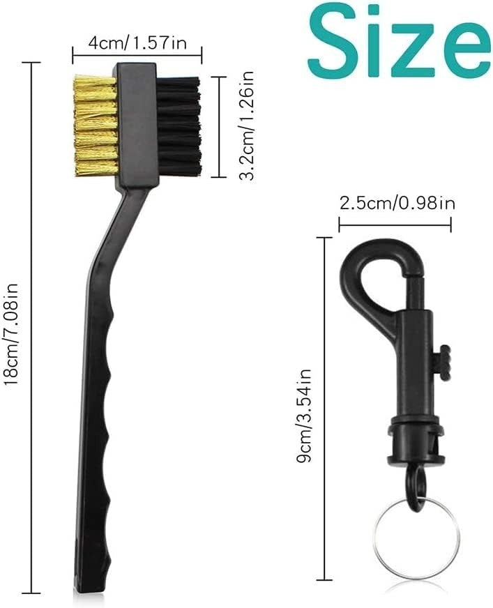 Golf Club Cleaning Brush with Brass & Nylon Bristles, Compact & Lightweight