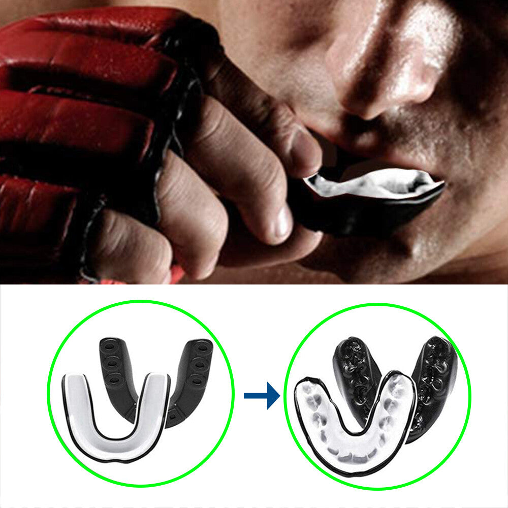 Sports Mouth Guard with Case for Teeth Grinding Boxing MMA - Custom Fit, Impact Protection