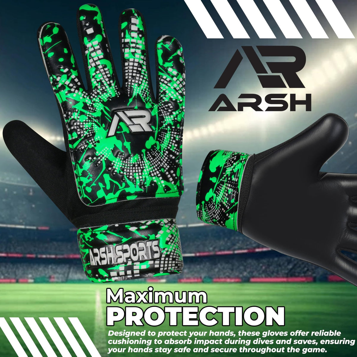 Soccer Goalkeeper Gloves Size 7 for Adults, Green - Grip & Protection