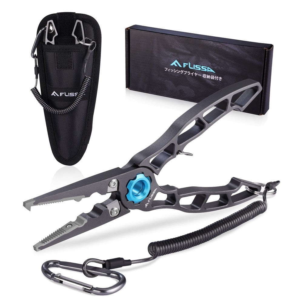 Lightweight Fishing Pliers with Tungsten Cutters & Safety Lock - Aluminum Handle