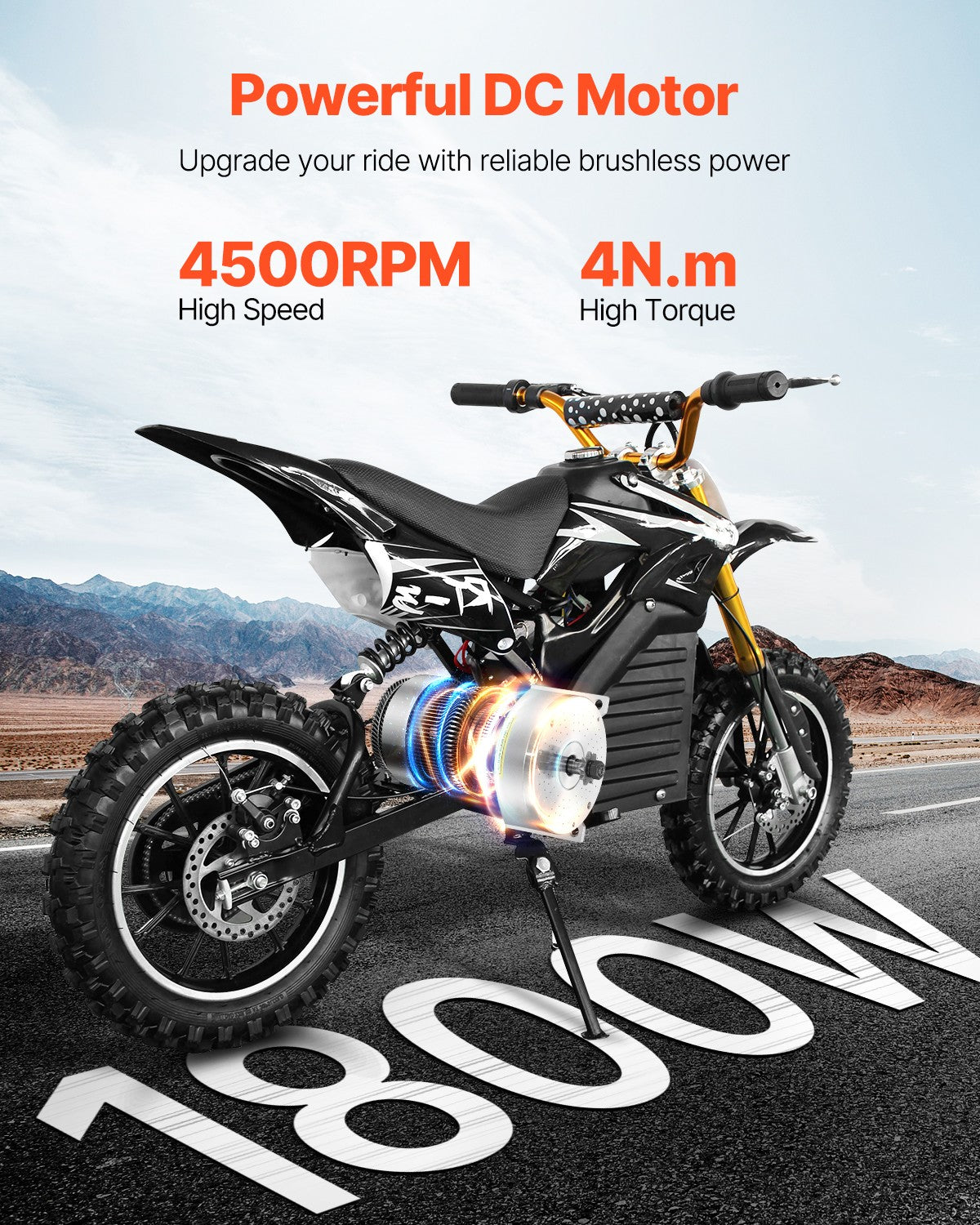1800W Brushless DC Motor Kit for Electric Bikes and Scooters 48V
