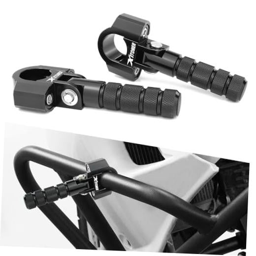 Motorcycle Foot Pegs 22-28mm Fit for 7/8-1-1/8 Inch Crash Bar Tubing - Aluminum