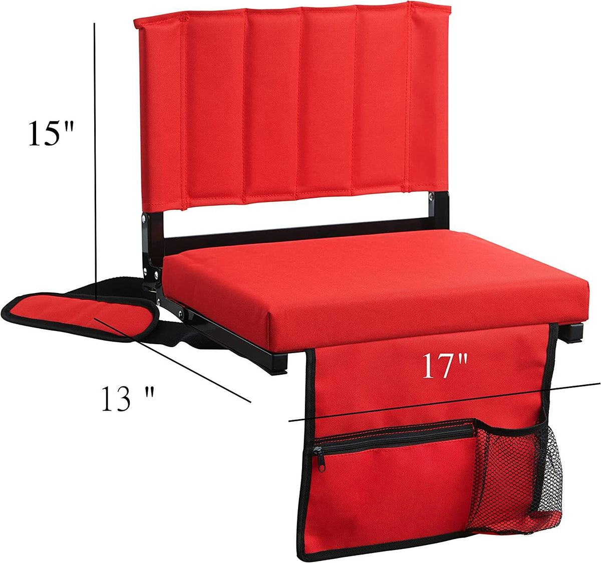 Padded Stadium Seat with Back Support, Cup Holder, Shoulder Strap