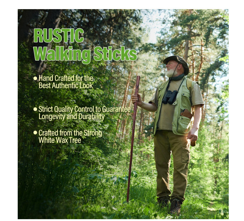 55 Inch Rustic Wooden Walking Stick for Men & Women - Durable Outdoor Support