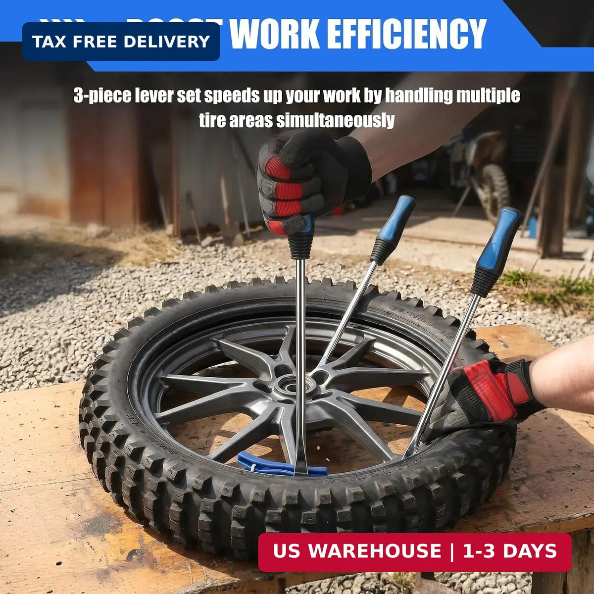 15-Inch Tire Spoons Kit with Rim Protectors and Valve Tools for Motorcycle and Lawn Tractors