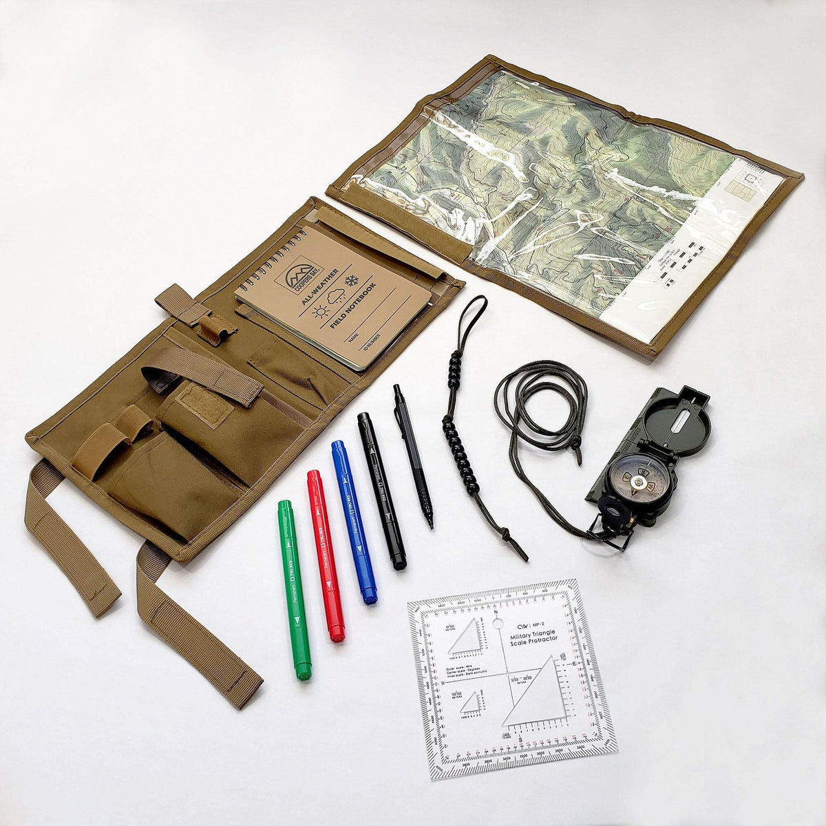 Multi-Tool Navigation Kit with Compass, Map Protractor & Pouch