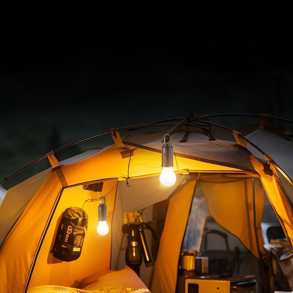 4 Pack Solar LED Camping Tent Lanterns with USB Charging & Clip Hooks