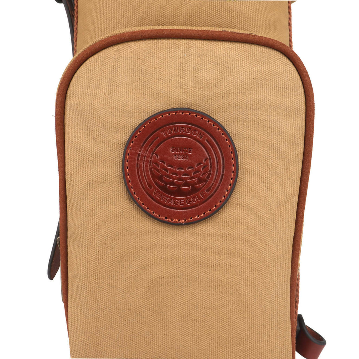 Vintage Canvas Leather Golf Bag with Padded Straps and Accessories
