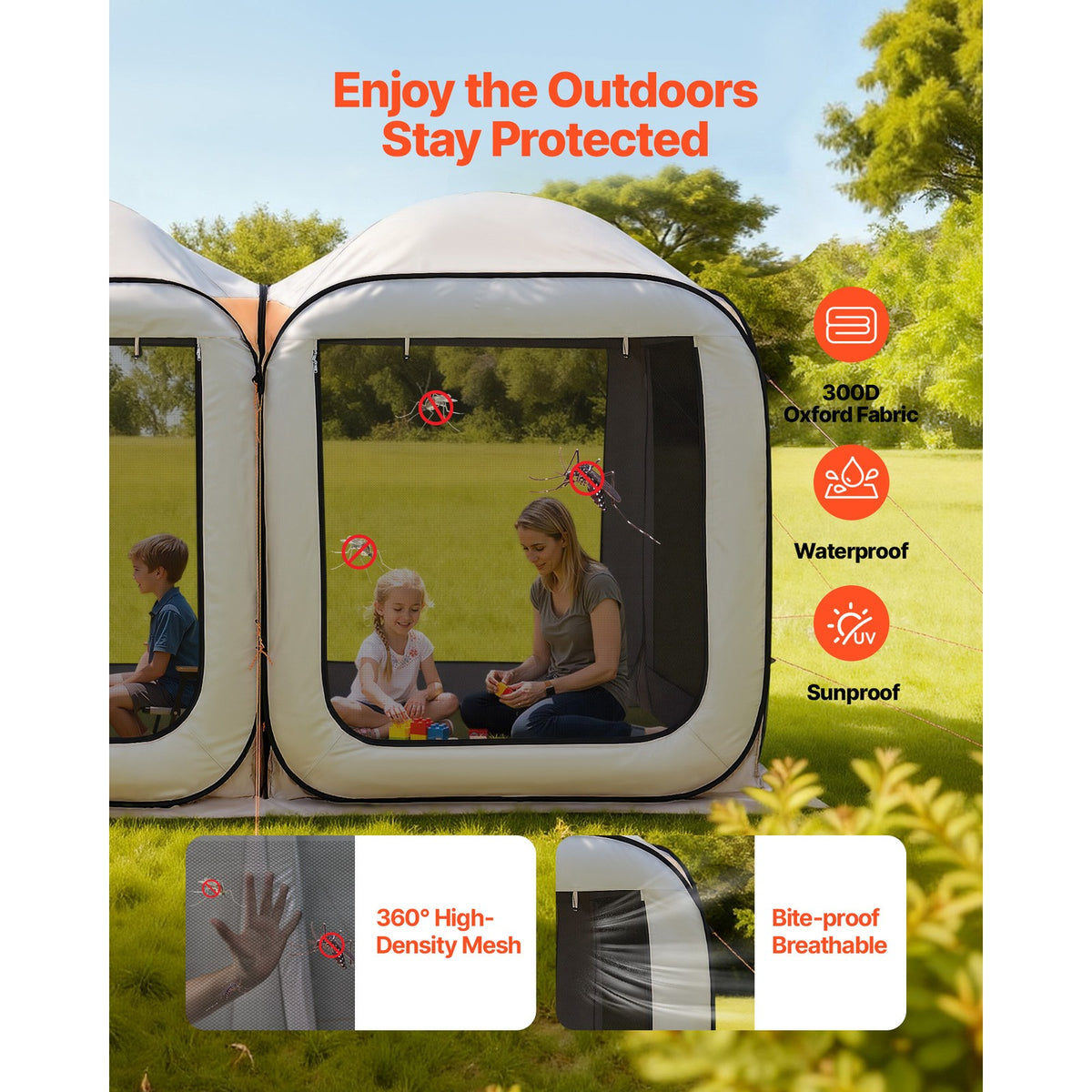 Outdoor Pop-Up Screen Tent 12x6 ft with Carrying Bag for Camping & Garden