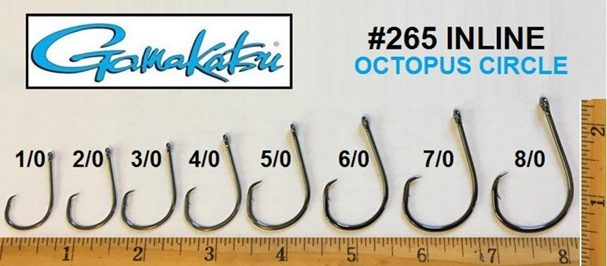 Inline Octopus Circle Fishing Hooks - Multiple Sizes, 25 Pack