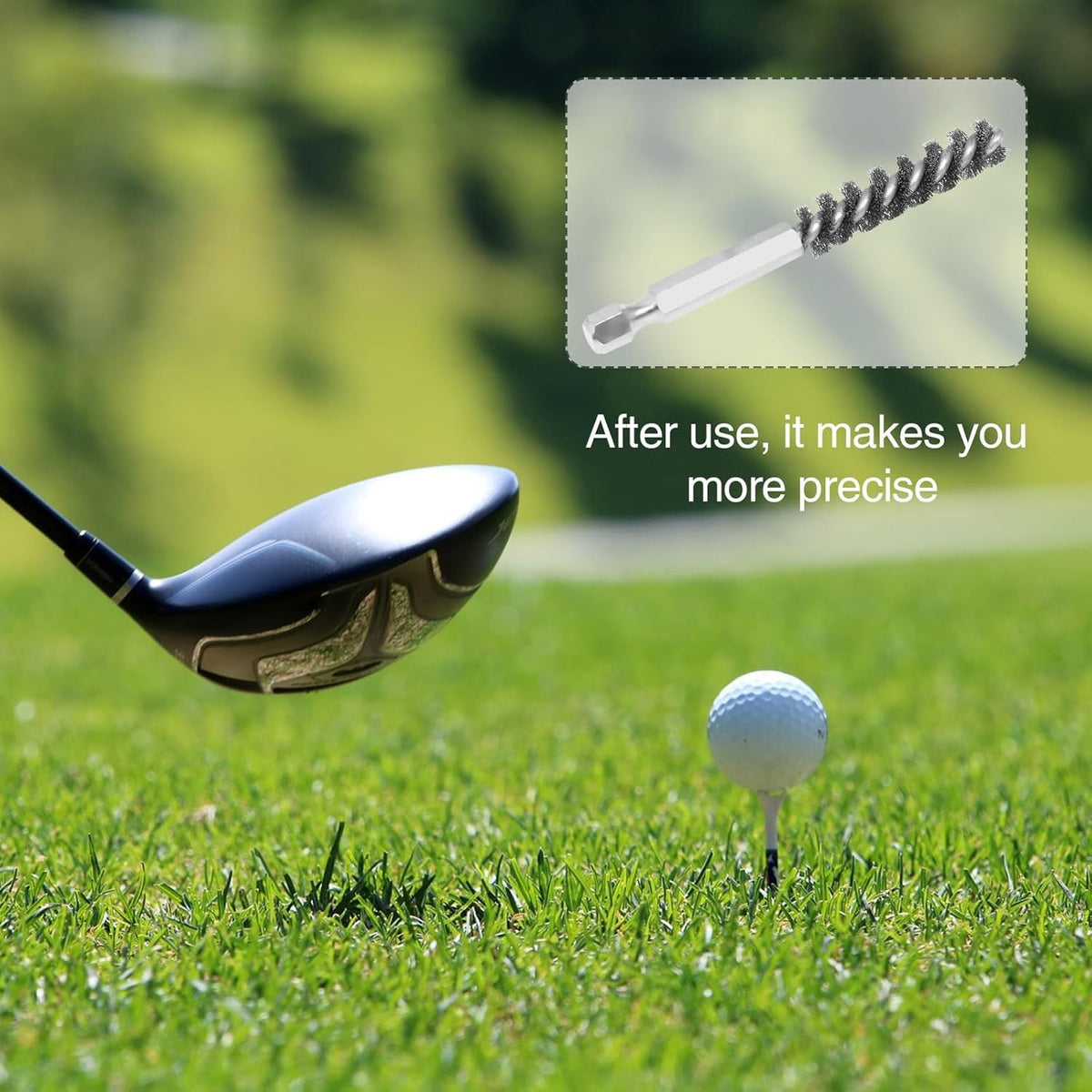 Golf Club Head Hosel Brush Stainless Steel Bore Cleaner for Iron & Wood Clubs