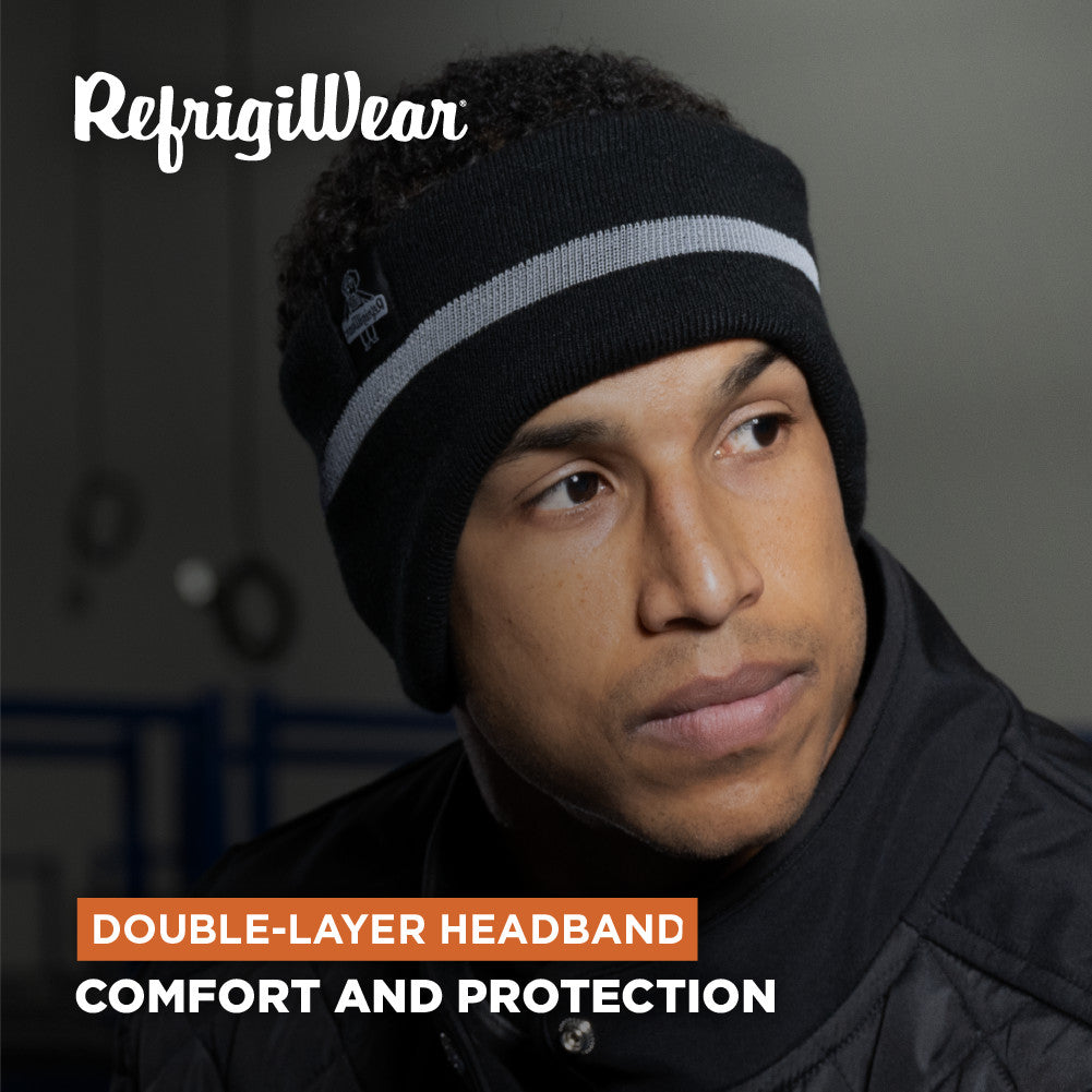 RefrigiWear Double Layer Headband with Reflective Stripe for Cold Weather