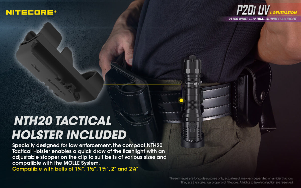 Rechargeable LED Flashlight with UV and 1800 Lumens – Holster & Battery Included