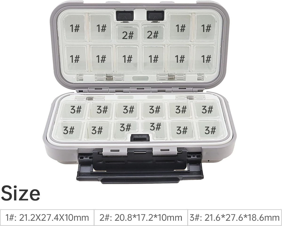 Waterproof Double-Sided Fishing Tackle Storage Box with 16 Compartments