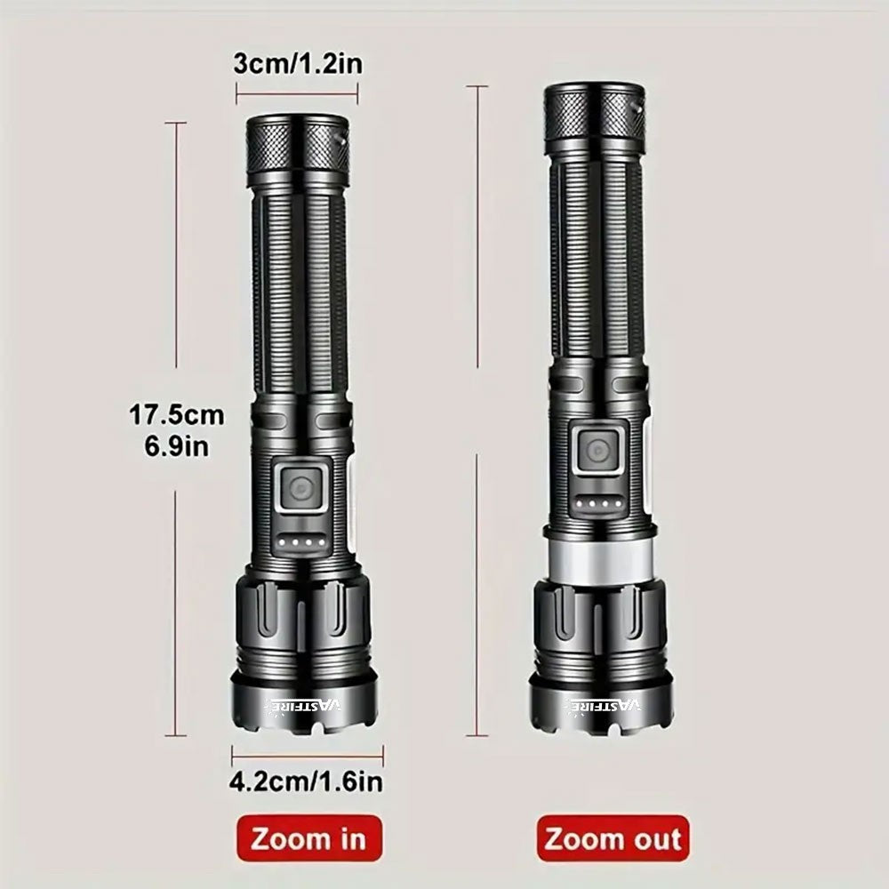 Rechargeable 20W LED Torch with Zoomable COB Light - USB Powered