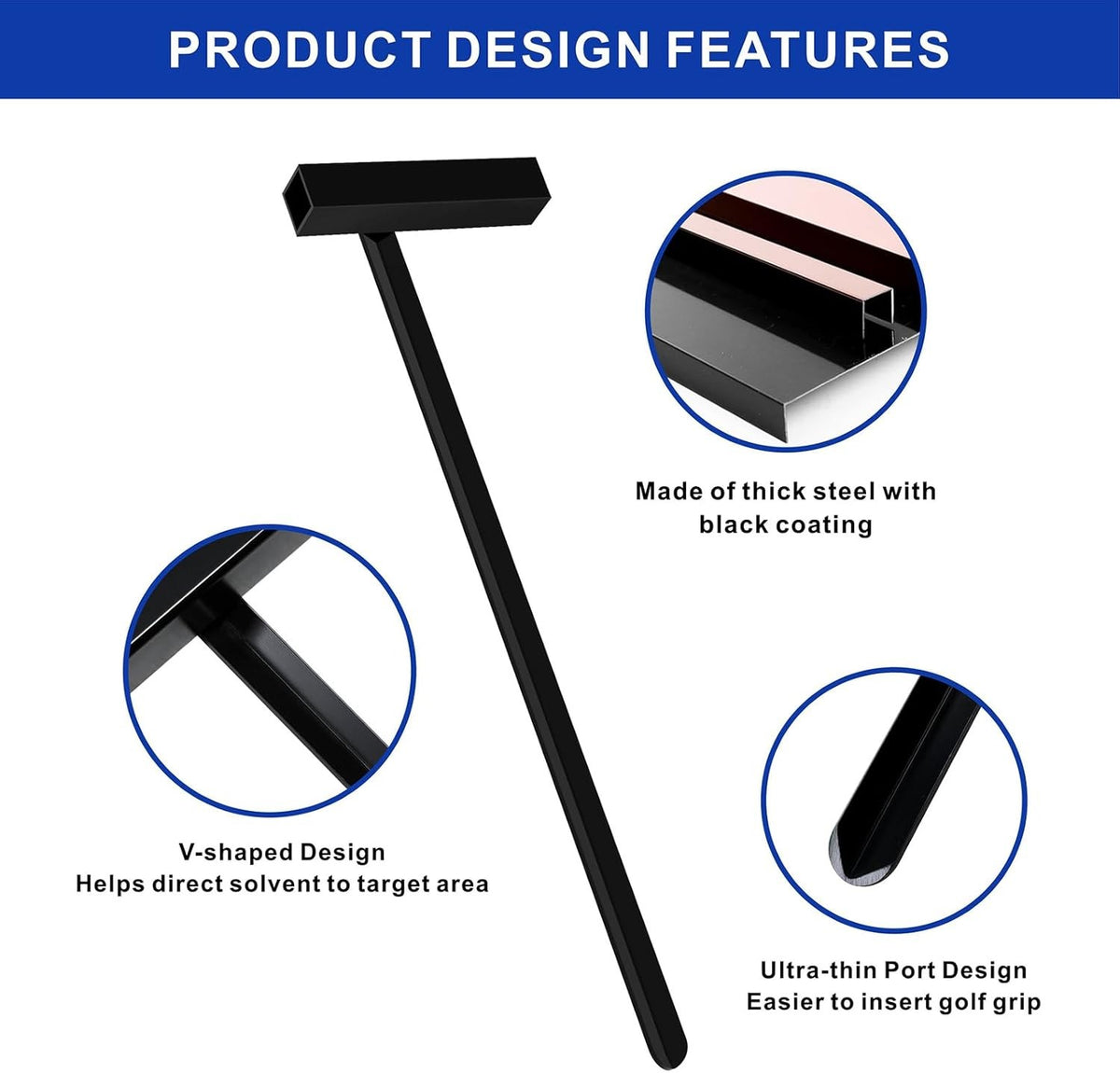 Golf Grip Removal Tool 12-Inch Stainless Steel V-Groove Grip Remover