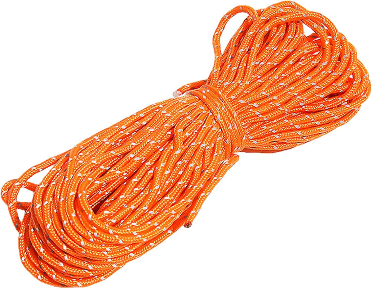 Reflective Dyneema Paracord Rope 65Ft for Camping Tents and Outdoor Use - Orange