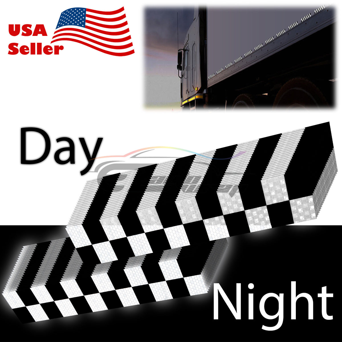 Reflective Safety Tape Stripe 12 Inch DOT-C2 Conspicuity Warning Trailer