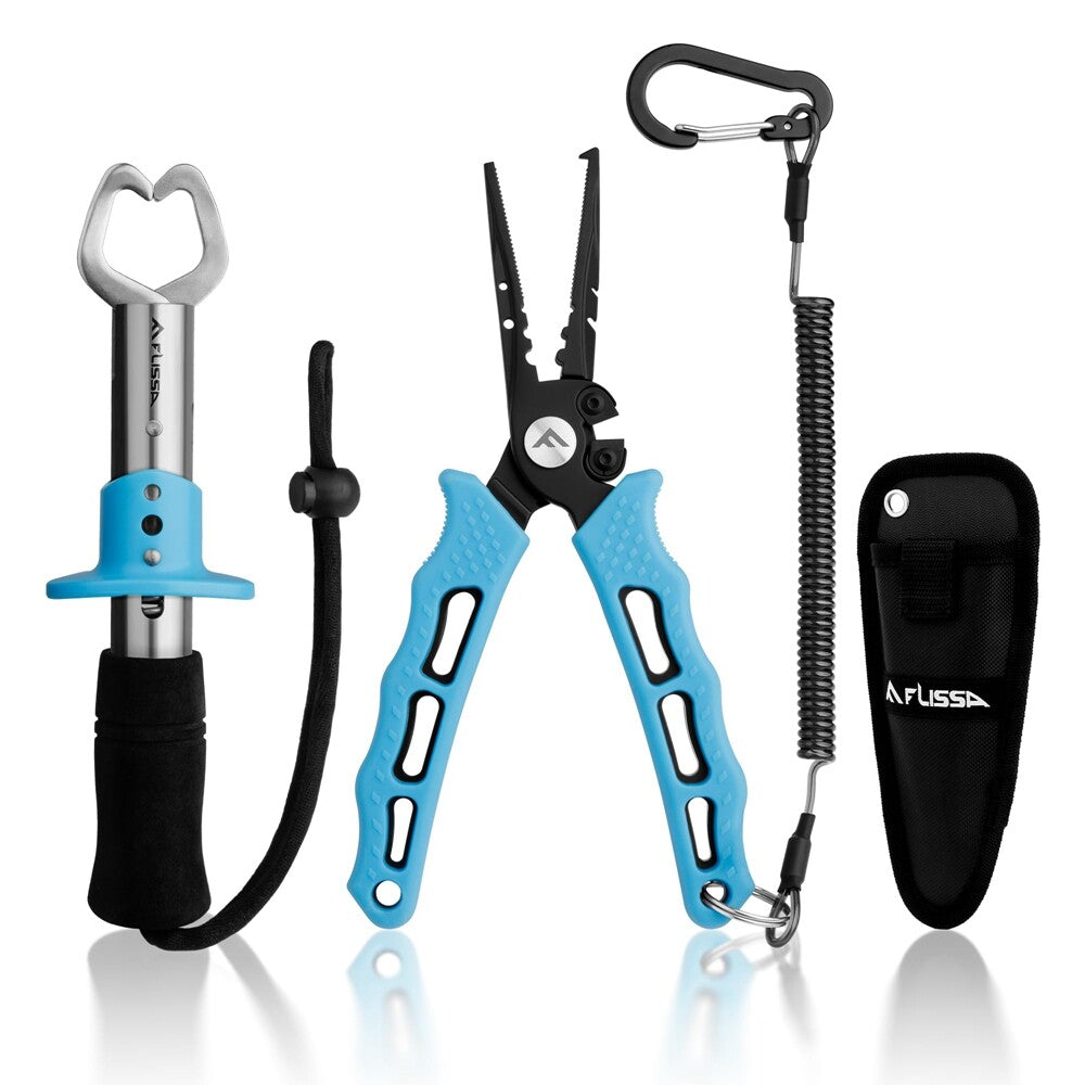 Fishing Pliers and Fish Lip Gripper Set - Stainless Steel Tackle Tools 2-Pack
