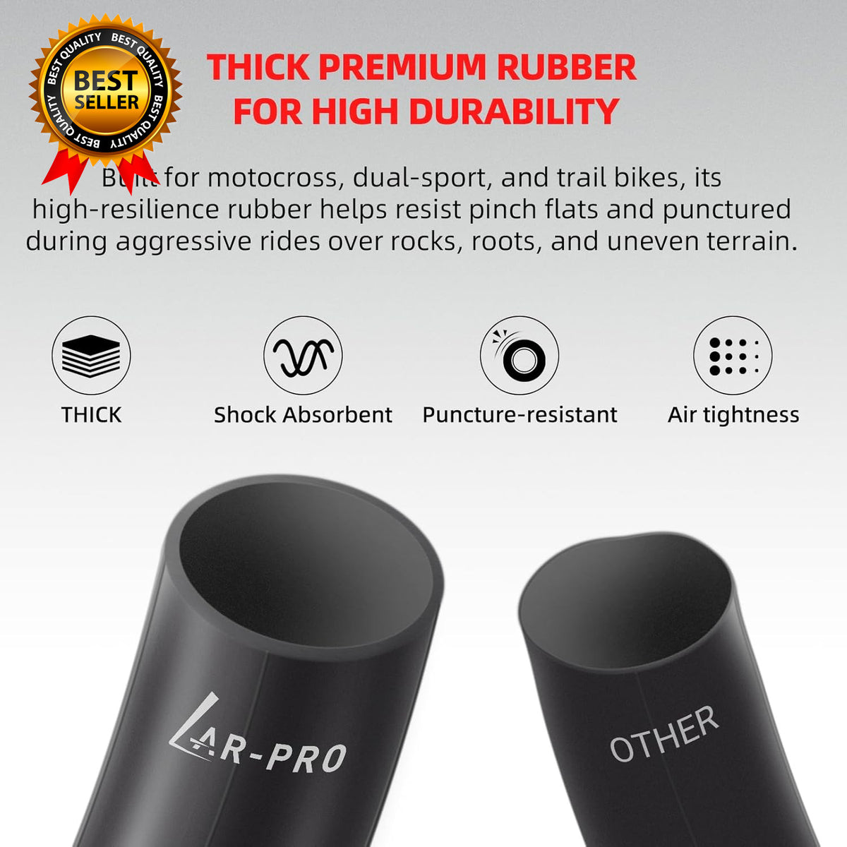 Heavy Duty 21-Inch Dirt Bike Inner Tube 90/90-21, 80/100-21 with TR4 Valve