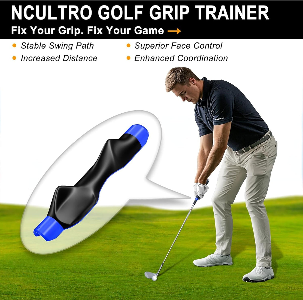 Right-Hand Golf Grip Trainer for Swing Improvement - Universal Fit