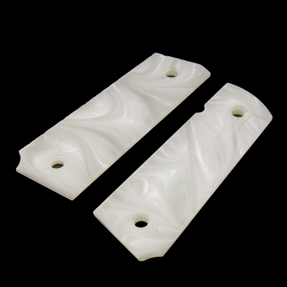 1911 Full Size Mother of Pearl Grips with Bonus 4 Gold Screws - Polished White Polymer