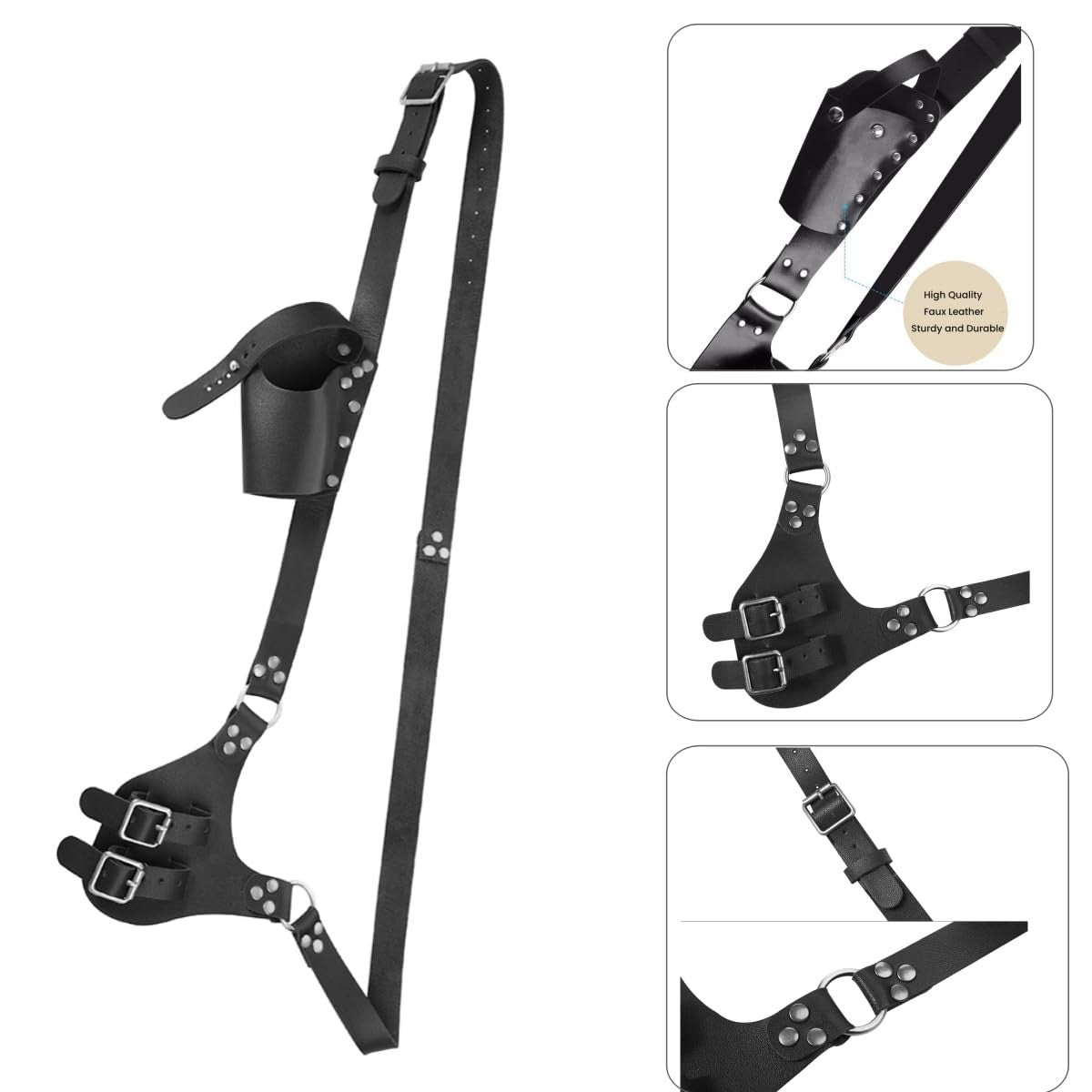 Renaissance Faux Leather Sword Holder Double Scabbard Costume Accessory
