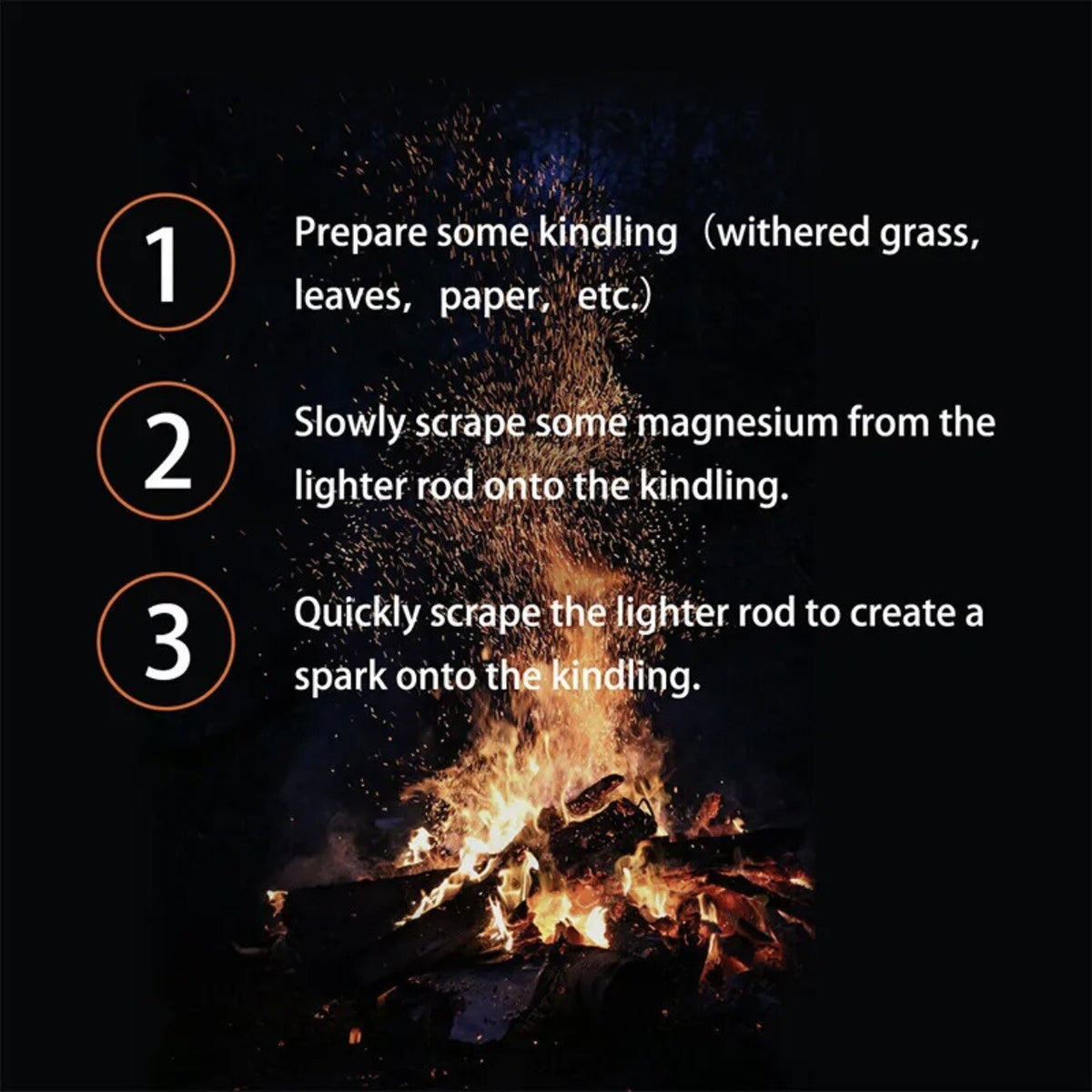Wood Fire Starters Flint Steel Striker Camping Survival Kit - Waterproof Outdoor Tool Set