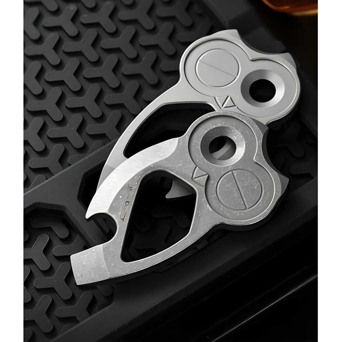 Titanium Multi-Tool Keychain Pry Bar Owl Shape EDC Pocket Tool - Sandblasted or Stonewashed