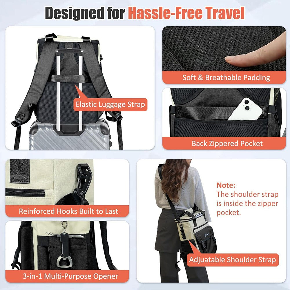 Insulated Leakproof Waterproof Cooler Backpack for Food and Drinks - Large Capacity