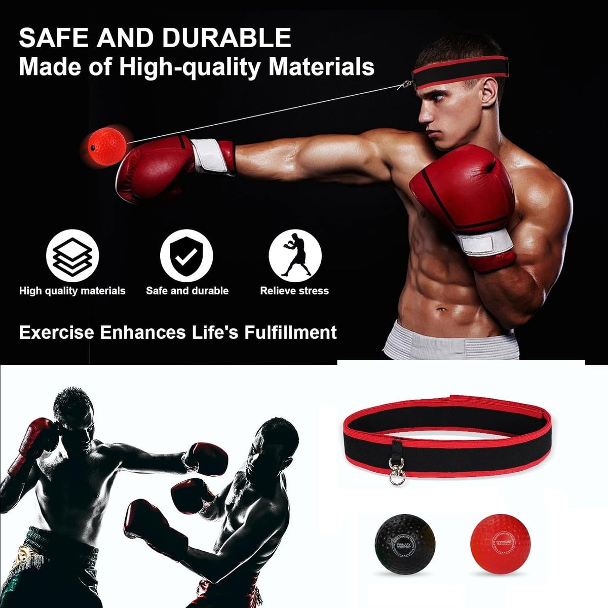 Boxing Reflex Ball Set with Headband for Reaction Speed and Fitness