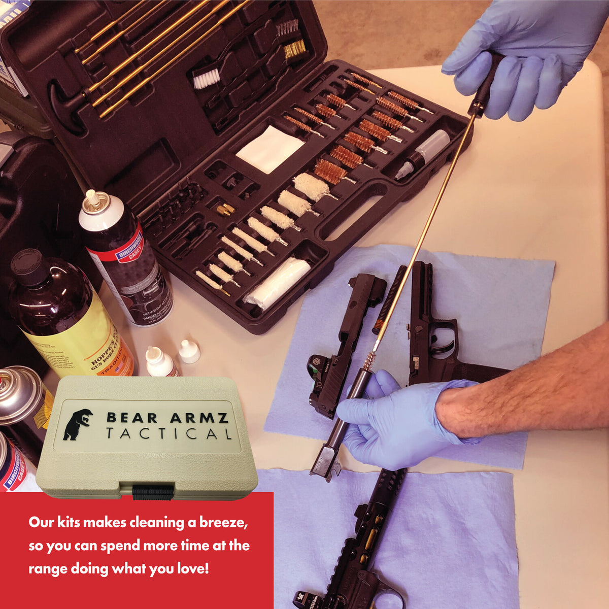 Handgun Cleaning Kit for Pistols Revolvers 9mm .22 .38 .357 .40 .45