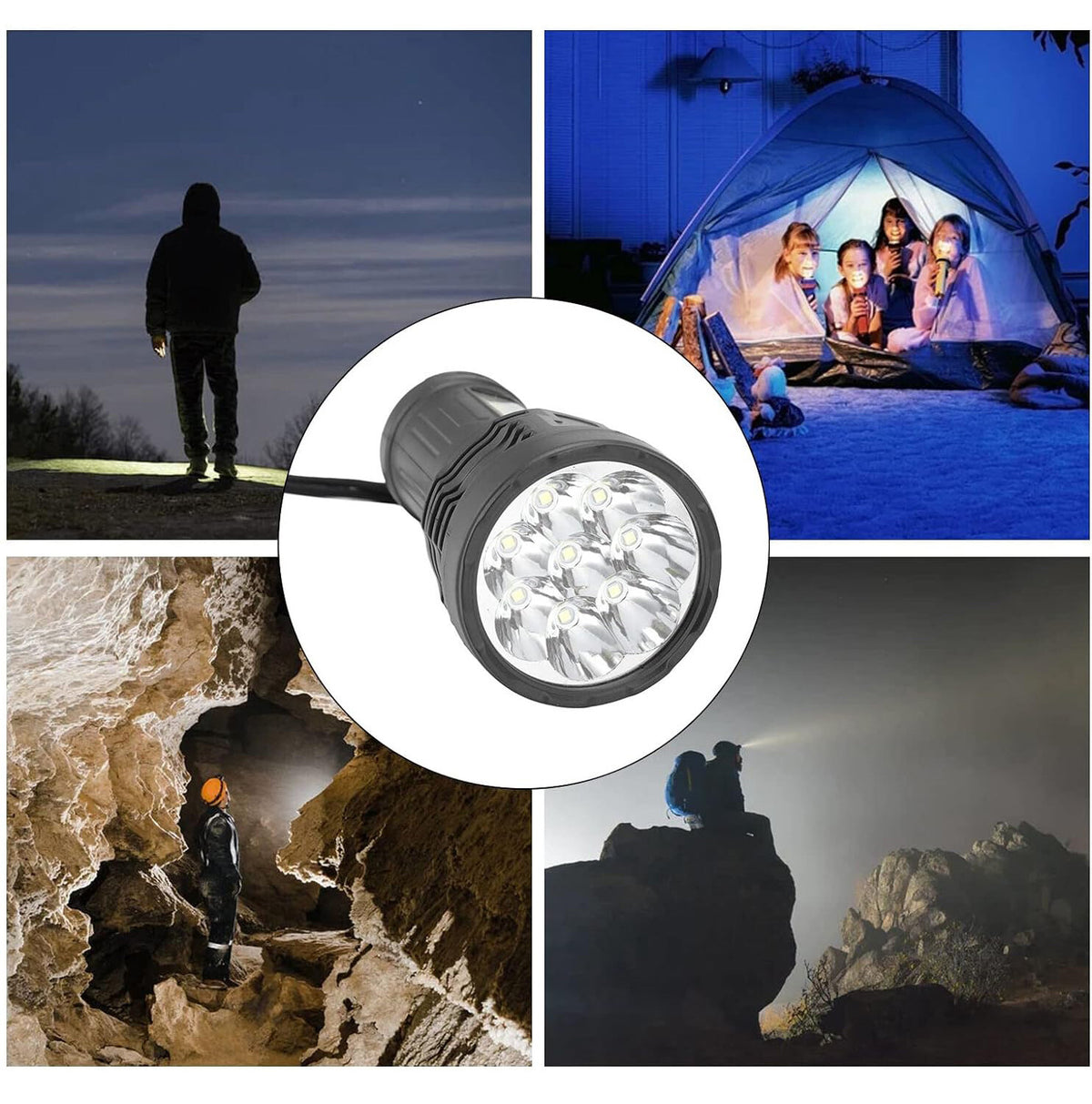 Super Bright 12000000LM LED Tactical Flashlight USB Rechargeable Outdoor