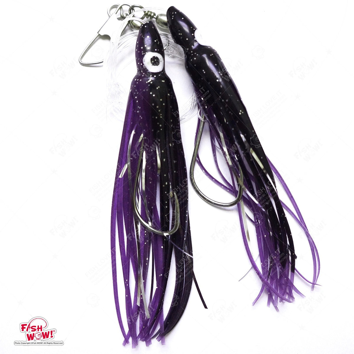 12 Pairs 4.75-Inch Squid Hoochies Fish Rig Lures for Saltwater Bass & Fish