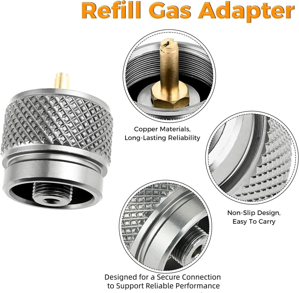 Camping Stove Gas Refill Adapter Set for Propane Isobutane Butane Valve Conversion