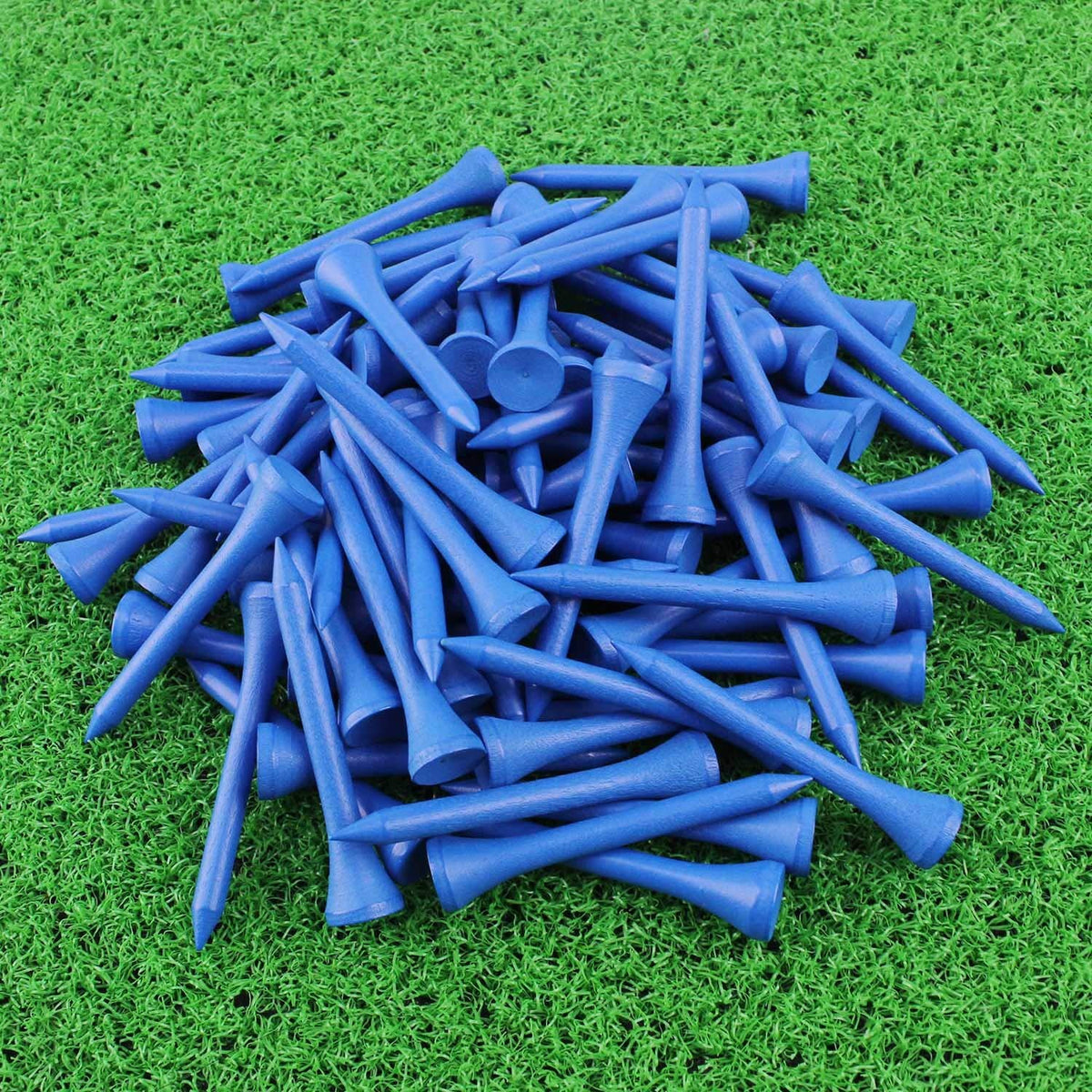 Wood Golf Tees 2-1/8 Inch Pack of 100 - Solid Hardwood Blue