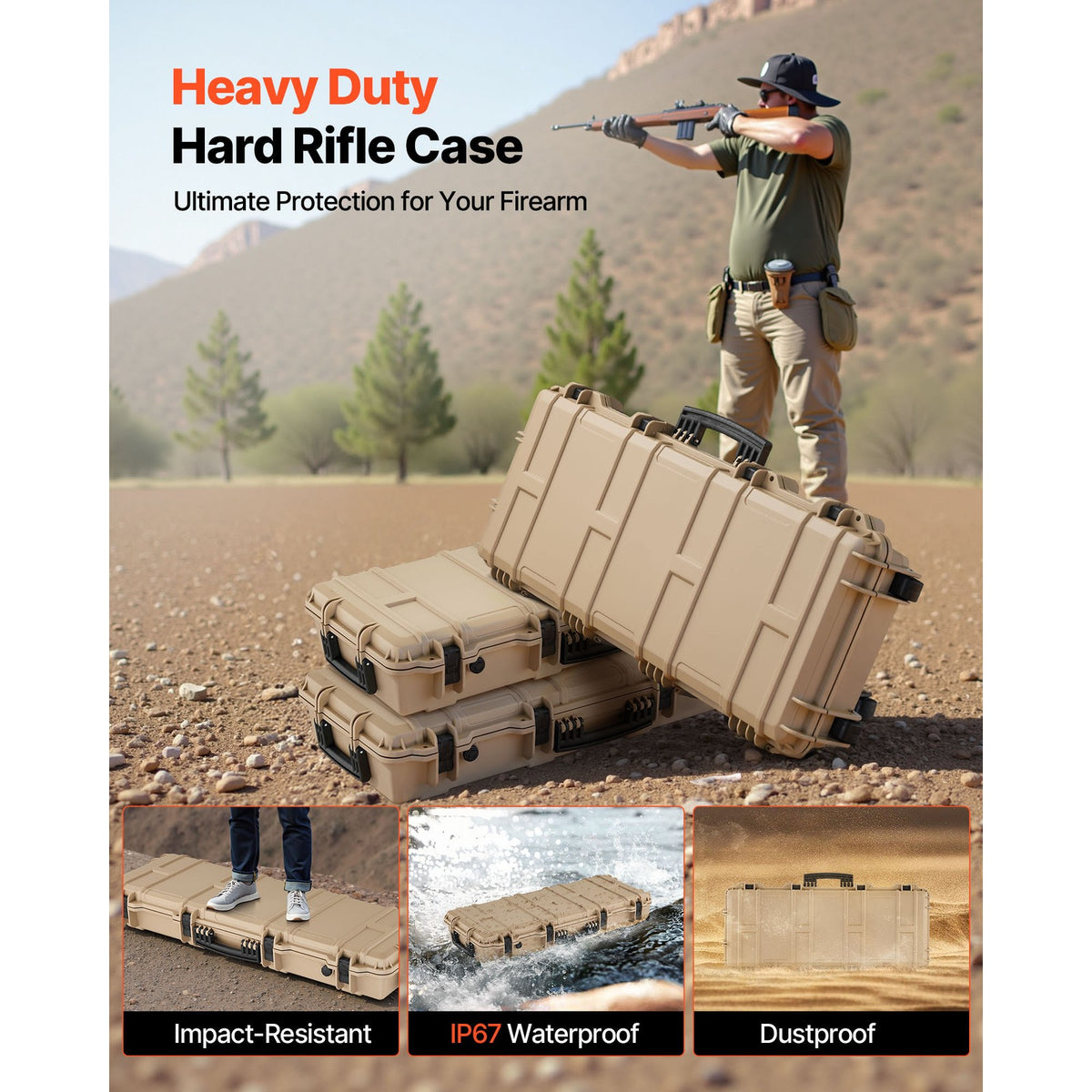 Waterproof Rifle Case with Foam Interior | IP67 Dustproof & TSA Approved