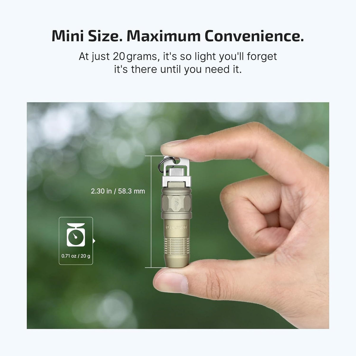 Rechargeable Keychain Flashlight with USB-C Charging - 80 Lumens, Olight iUltra