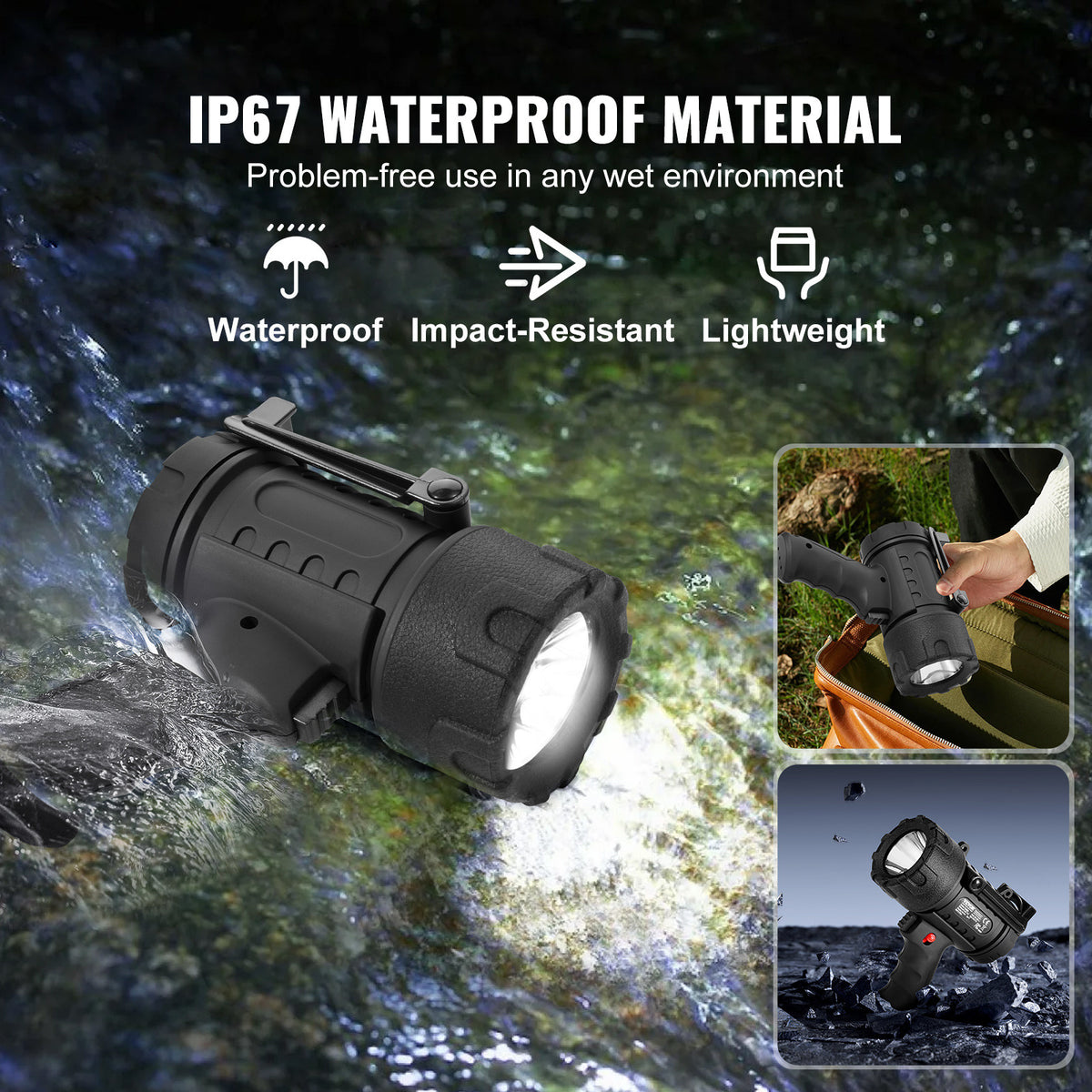 Rechargeable LED Spotlight Flashlight 200,000LM Waterproof Handheld Torch