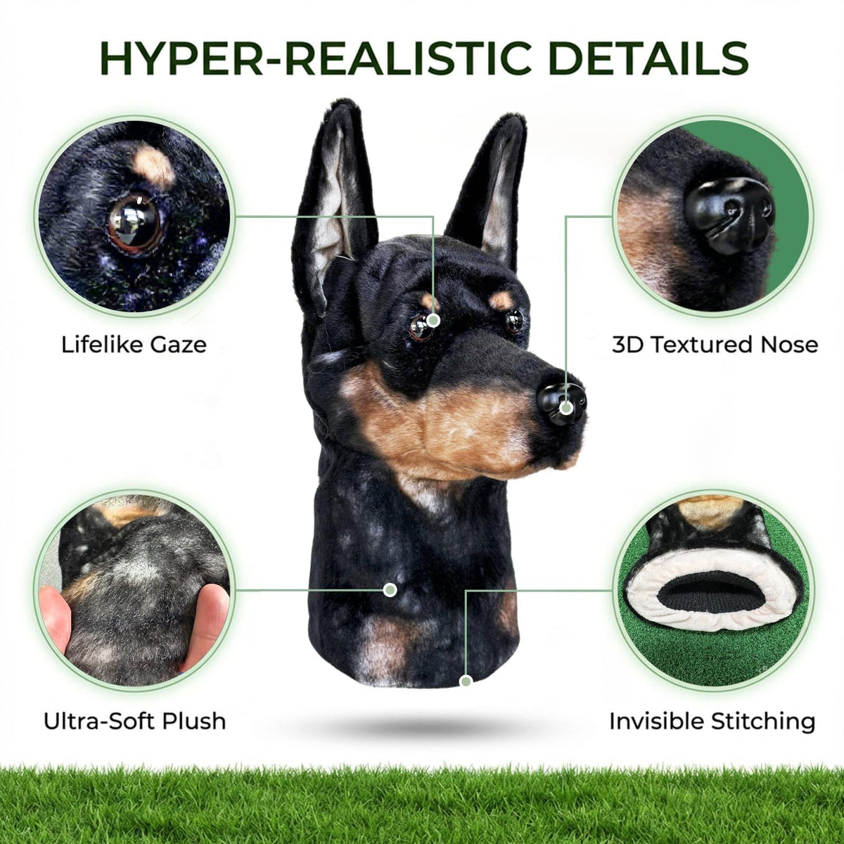 Doberman Pinscher Golf Club Headcovers - Custom Protective Dog Design